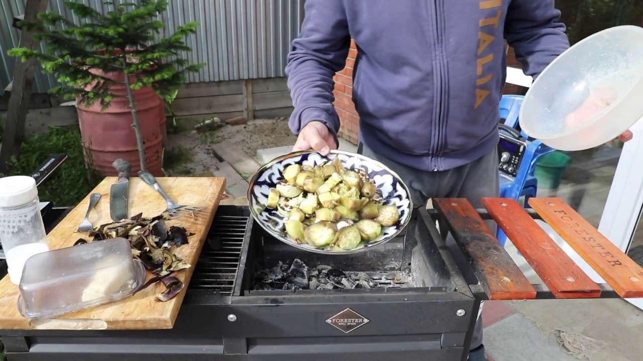 Запеченые на мангале овощи гриль(кабачки, баклажаны)